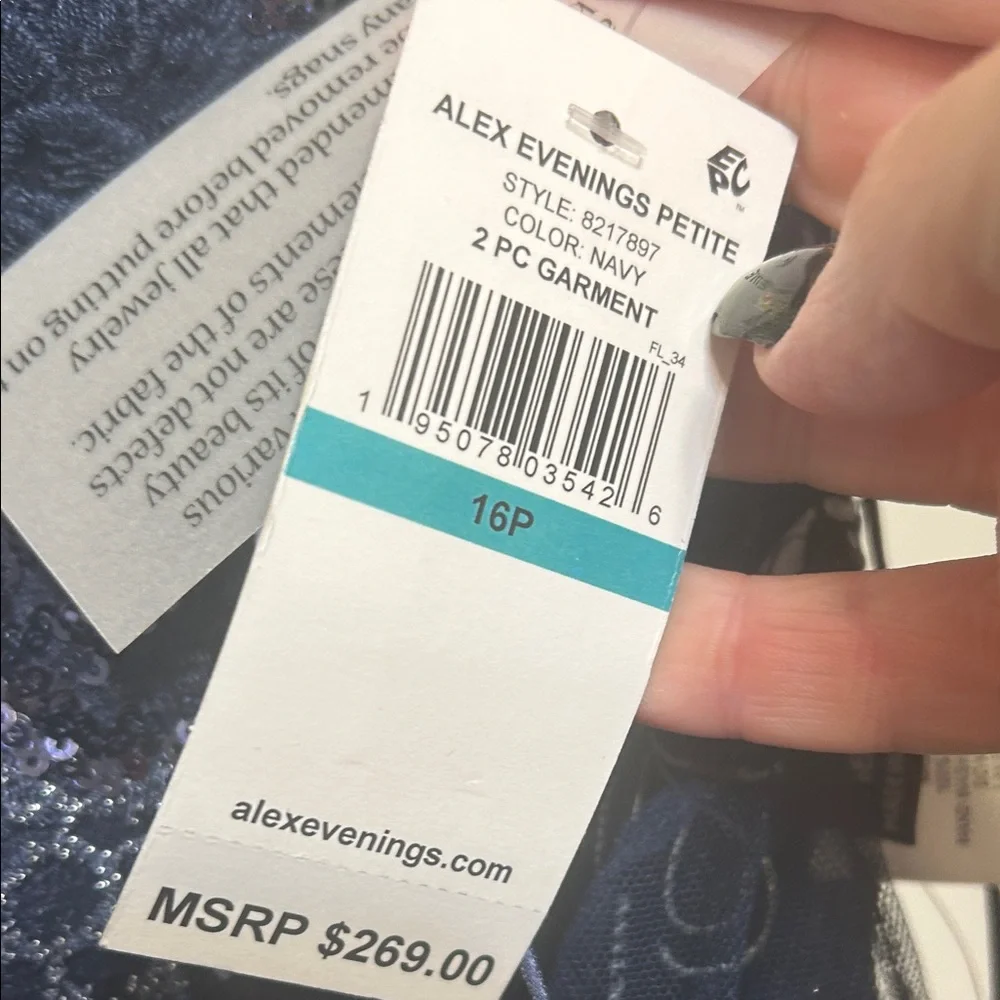 Alex Evenings Midnight Blue Sequin Maxi Dress - Picture 11 of 11
